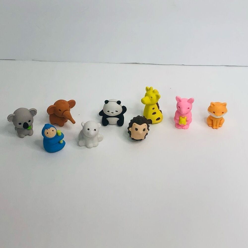 cartoon‎ animal puzzle erasers fun bright colors lot of 9 kid core kids school